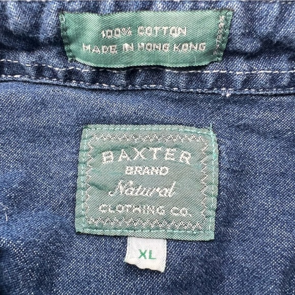 Baxter Brand Natural Clothing Long Sleeve Button Down Denim Shirt Size XL Men’s - Picture 2 of 5